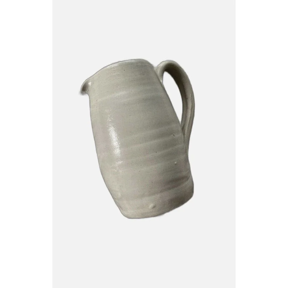 Williamsburg Pottery 80s Vintage Thrown Pitcher Jug Creamer Vase Stamped Cottage